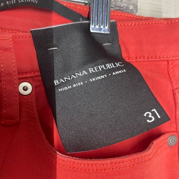 New Banana Republic‎ high rise skinny ankle orange jeans denim, size 31 - Picture 4 of 11
